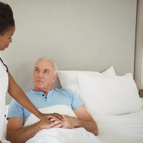 Patient receiving post-operative orthopedic support at home
